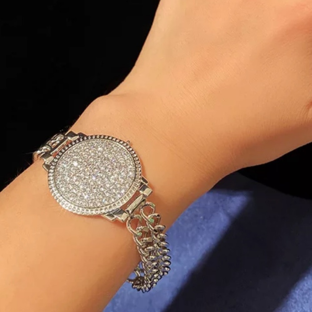 NEW 18K RHINESTONE DOUBLE WATCH STRAP BRACELET